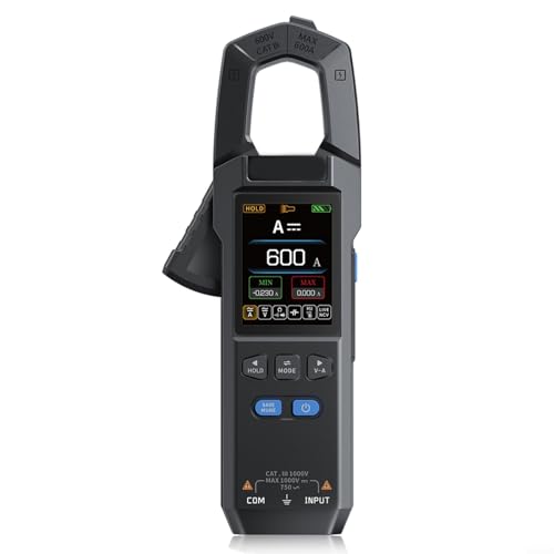 DMC-100 Digital Clamp Meter, 10000 Count AC DC Current Voltage Multimeter, 600A 750V NCV Tester with 2.0 TFT Color Screen for Electrical Testing(with)