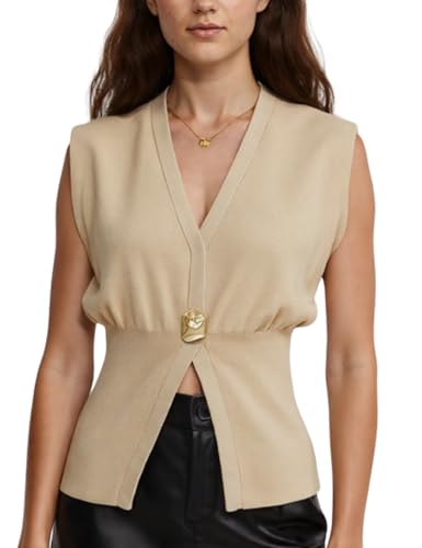 Image of AMEBELLE Womens Vest Tops Button Down V Neck Sleeveless Knit Summer Top for Women