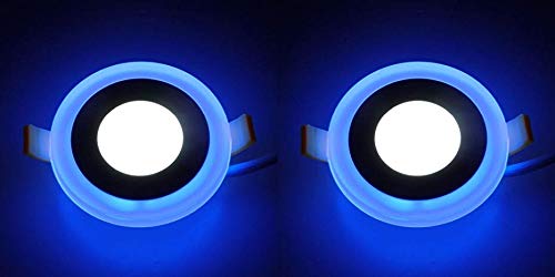 Happy Selling 6 Watt LED Side Blue Round Panel Light Ceiling 3D Effect Lighting (Double Color) | Colour Light for Celling | | 6 watt led Ceiling Lights | (Pack of 02)
