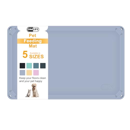 Tappetino Ciotola Cane Gatti, Gimilife Tappetino Sottociotola per Cani Gatti in Silicone, Impermeabile con Bordi Rialzati Antispill, Tappetino Antiscivolo Tappetino per Alimenti per Animali Domestici