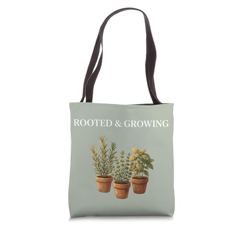 Rooted Growing Herb Garden Cottagecore Botanical Tote Bag