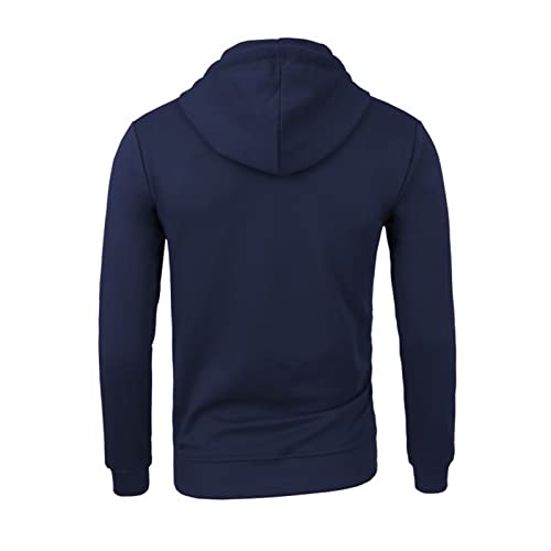 Mens Hooded Sweatshirt, Half Zip Hoodie Flannel Hoodies For Men Men‘s Color Zipper Pullover Long Sleeve Hooded Sweatshirt Tops Blouse Long Sleeve Button Up Hoodie(Navy,Large) #TOP2