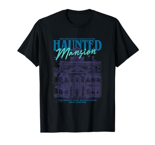 Image of The Haunted Mansion Welcome Foolish Mortals Retro Poster T-Shirt