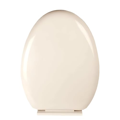 Image of ELEGANT CASA Polypropylene Soft Closing Western Toilet Seat Cover for Bathroom | Seat for Commode with Stable Hinges- Elongated Shape Design Colour Glossy Off White-Ivory-1 Set