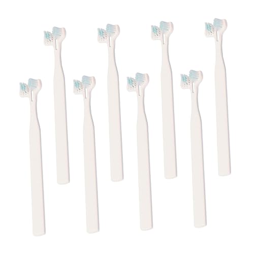 VICASKY 8Pcs Pet Toothbrush with Double Head Design Convenient Dog and Cat Toothbrushes for Oral Care Ergonomic Long Handle for Easy Use