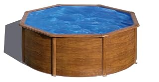 Gre Sicilia piscine acier ronde imitation bois 350 cm