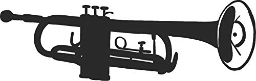 Hbarsci Trumpet Vinyl Decal - 5 Inches - For Cars, Trucks, Windows, Laptops, Tablets, Outdoor-Grade 2.5Mil Thick Vinyl - Matte Black #TOP18