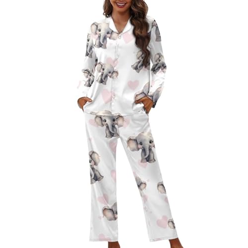 Modysero Two Piece Pajama Set Long Sleeve Loose Fit Collar Neck Novelty Pattern Mans Womens Loungerwear Set with Pocket