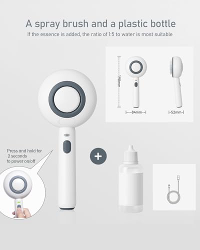 Image of Cat Steam Brush, 3 In 1 Steamy Pet Comb with Release Button and Tank, Anti-Static Dog Steamy Brush for Effective Hair Removal, Rechargeable Steam Cat Comb for Furry Pet
