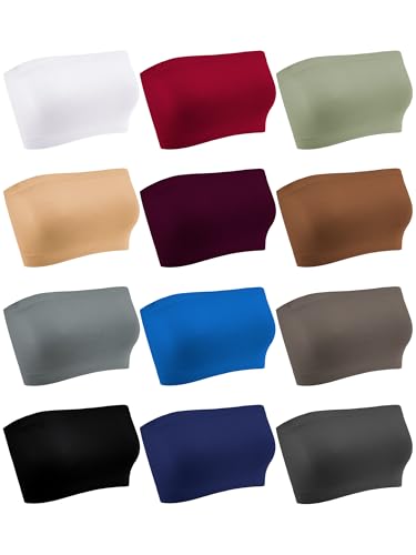 Image of Geyoga 6 Pieces Strapless Bandeau Bras, Seamless Bralettes Stretchy Non Padded Tube Tops for Women
