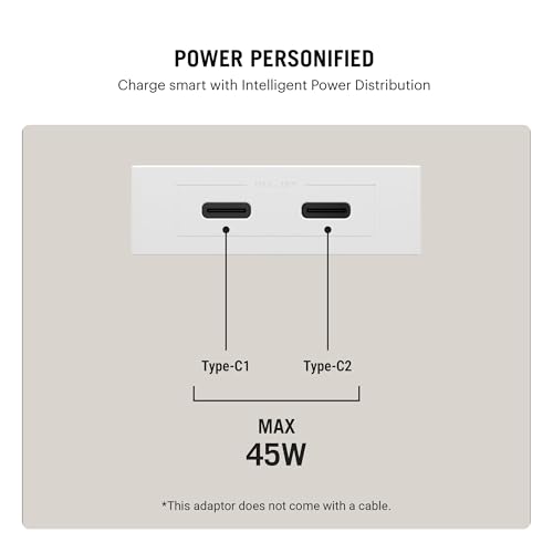 Image of DailyObjects POP 45W Wall Charger Adapter with Foldable Pins|USB-C Dual Port Power Output|Fast Charging|GaN5|Slim|Support iPhone 12 13 14 15 16 pro Max, Android,ipad,Samsung,oneplus|Lightweight-White