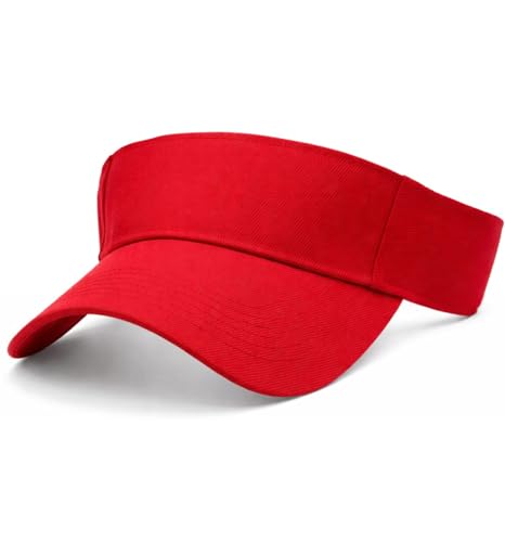 MDSTYLE Visor Hat for Men & Women Sun Visor Cap for Sports Tennis Golf Running Beach Outdoor Caps Hats Visors Sunvisors (US Alpha One Size Red)