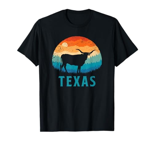 Texas Longhorn Cow Vintage Texan Cattle Herd Retro Lone Star T-Shirt