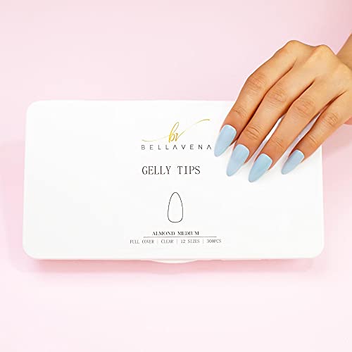 Soft Gel Full Cover Tips Kit for Soak Off Nail Extensions, 550 Pcs Clear Long Coffin Gelly Tips False Press on Nails, 11 Sizes (Medium almond)
