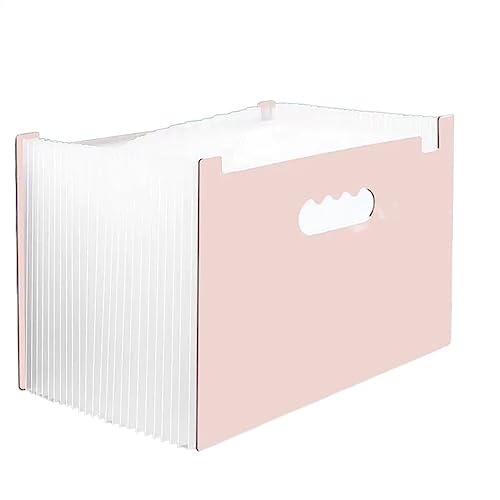 ファイルフォルダー 25層 ハンドヘルドフォルダー 縦型 卓上収納 整理フォルダー 大容量 インサート ポケットブック スタンド フォルダー ファイル拡張 (カラー: ピンク)