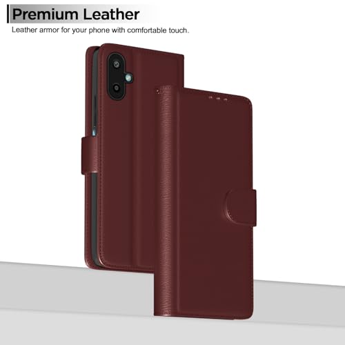 Image of Pikkme Flip Cover for Samsung Galaxy F06 5G / M06 5G Leather Finish | Inside TPU with Card Pockets | Wallet Stand and Shock Proof | Complete Protection Flip Case(Brown)