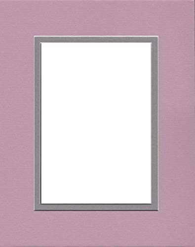 Pack of (5) 11x14 Double Acid Free White Core Picture Mats Cut for 8x10 Pictures in Lavender and Ocean Grey-image-47