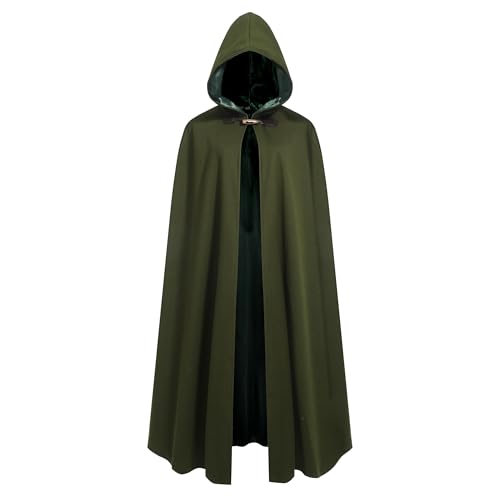 SightYoung Renaissance Cloak for Men Women Medieval Cloak Adult Green Gothic Cape Women Hooded Poncho Maxi Cape 43inch