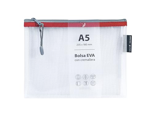 Sac fermeture eclair EVA A5 Grafoplas transparent et rouge lot de 4 - 2