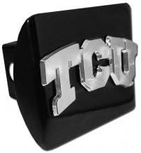 Texas Christian University "Black with Chrome “TCU” Emblem" College Sports Trailer Hitch Cover Fits 2 Inch Auto Car Truck Receiver