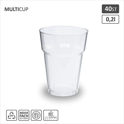 40 Stück Mehrweg Partybecher 0,2l - Plastik Bierbecher bruchsicher, Party Becher Set, Plastikbecher Grillparty… – Ansicht 2