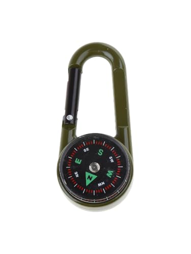 Mosquetón multifuncional para exteriores con termómetro, brújula y doble pantalla, llavero para senderismo, camping y supervivencia miniatura 3