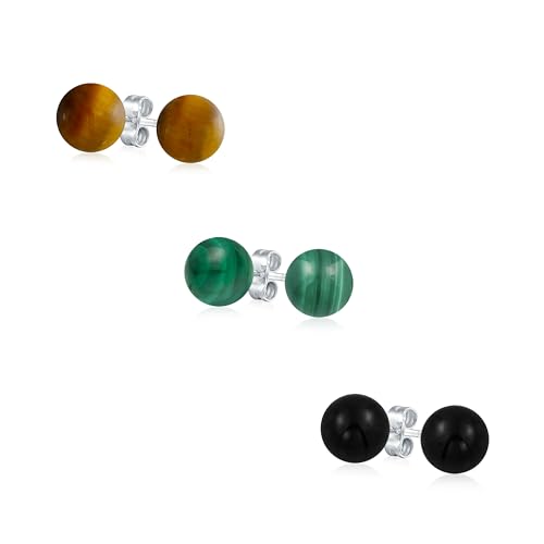 Boucles d'oreilles clous boule ronde en argent 925 et pierre de naissance 6mm pour femme