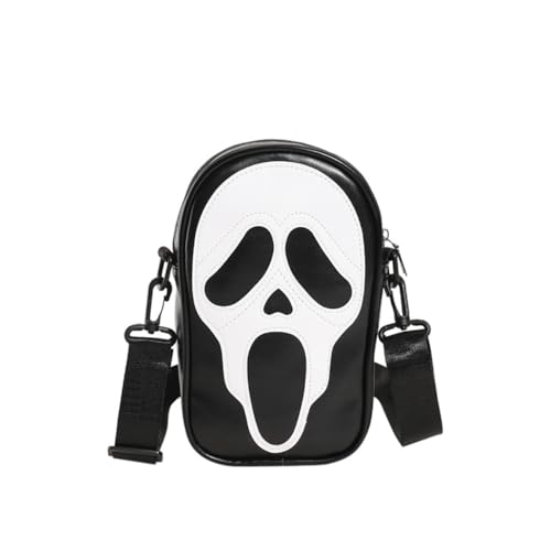 BSLONG Bolsa cruzada divertida de caveira gótica para Halloween, bolsa de mensagens de bloqueio de cor para mulher, bolsa de telefone de Natal, Preto e branco