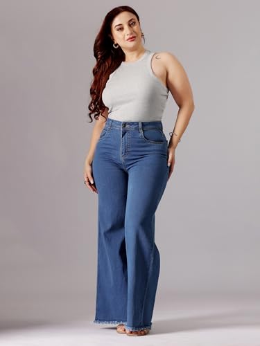 Image of Miss Chase A+ Women's Wide-Leg High Rise Regular Stretchable Denim Jeans