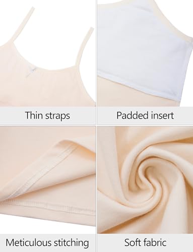 Image of FEOYA Teen Girls Camisole Training Cotton Bra Round Neck Tank Top with Shelf Bra 2 /3 Pack