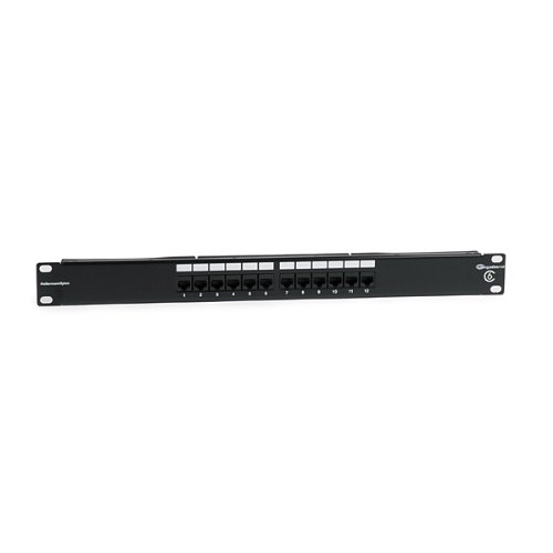 Hellermann Tyton PP110C612 Category 6 Universal 12 Port Patch Panel, 1U, Black