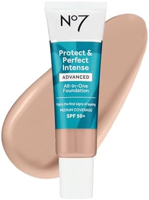 No7 Protect & Perfect Advanced All in One Foundation - Cool Vanilla - Age Defying Foundation Makeup with SPF 50 - Makeup Base Cream Helps to Reduces Redness & Blurs Visible Pores (30ml)