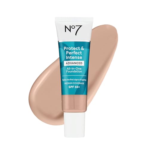 No7 Protect & Perfect Advanced All in One Foundation - Cool Vanilla - Age Defying Foundation Makeup with SPF 50 - Makeup Base Cream Helps to Reduces Redness & Blurs Visible Pores (30ml)