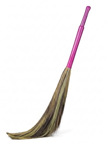Image of Combo of Natural Grass Phool Jhadu with Coconut Stick Broom for Indoor & Outdoor Cleaning | Eco-Friendly, Durable Traditional Broom Set for Home