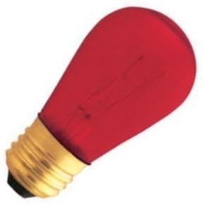 25 Pack 11 Watt S14 Medium Base 130 Volt 2500 Hour Transparent Red Sign or Indicator Lightbulb