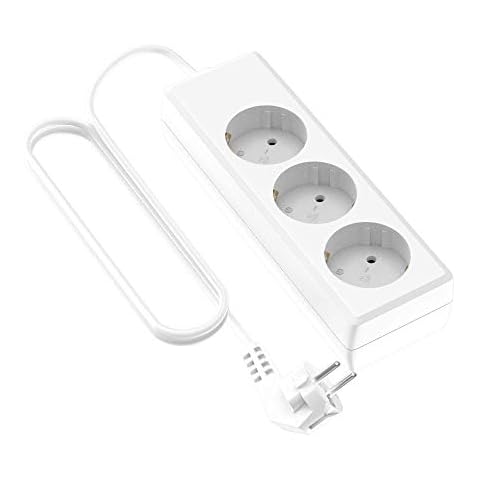 Garza Power - Regleta de 3 tomas con cable de 1,4 metros y protección infantil Cover