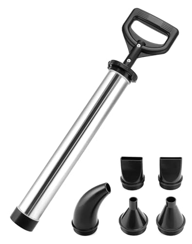QWORK® Edelstahl Mörtelpumpe Fugenpistole mit 5 Düsen, Handmörtelpumpe, für Mörtel