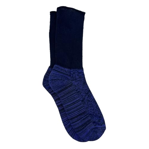 Image of Mint & Oak Padded Diabetic Socks for Men & Women - Navy Blue | Breathable Cotton Blend | Blister Protection | Non-Binding Comfort Fit Extra Wide Cuff | Free Size