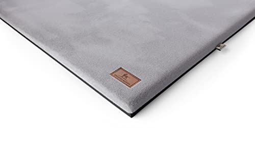 Knuffelwuff Orthopädische kuschelige Hundematte Berrith aus weichem Kaninchenfell-Imitat 120x85cm Grau - Hundekissen für große, mittelgroße und kleine Hunde - Für Zuhause, Auto, Wohnmobil, Wohnwagen