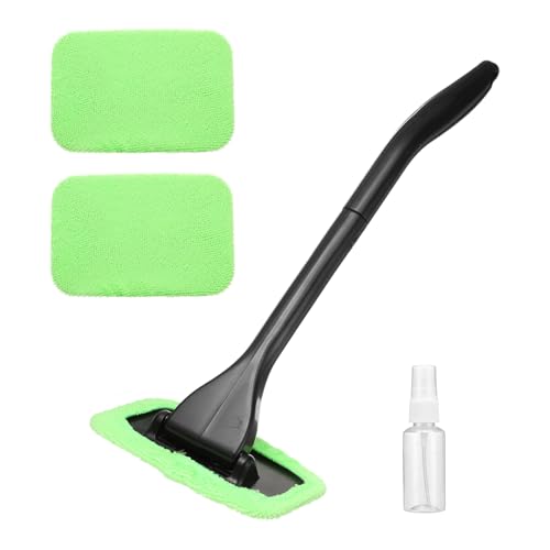 sourcing map Herramienta de limpieza de parabrisas, limpiador de ventanas de coche, kit de limpiaparabrisas de vidrio automático con 2 almohadillas lavables reutilizables y botella de spray para