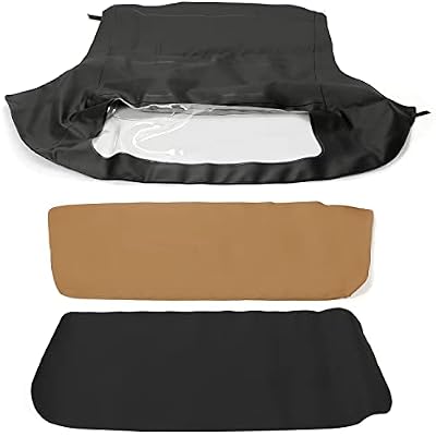 Kojem Convertible Top Compatible with 1994-1999 BMW 3-Series E36 318i 323i 325i 328i M3 Soft Sailcloth Roof with Plastic Window (Black+Brown)