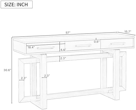 Quarte Elegant Console Table with Three Storage Drawers, Extra Long Sofa Table for Entryway, Hallway, Living Room, Foyer, Corridor (Antique Gray#1)