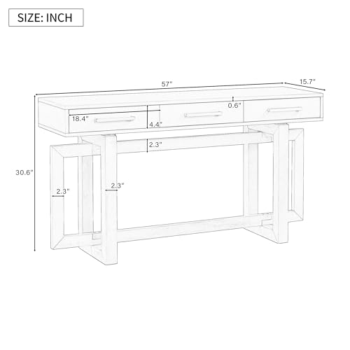 Quarte Elegant Console Table with Three Storage Drawers, Extra Long Sofa Table for Entryway, Hallway, Living Room, Foyer, Corridor (Antique Gray#1)