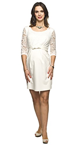 Elegantes und bequemes Umstandskleid, Brautkleid, Hochzeitskleid für Schwangere Modell: Amber, Creme, XL