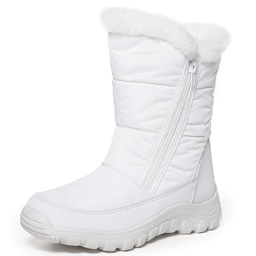 Polar Womens Memory Foam Twin Zip Opening Pull On Nylon Waterproof Thick Faux Fur Lined Winter Rain Snow Boots - UK8/EU41