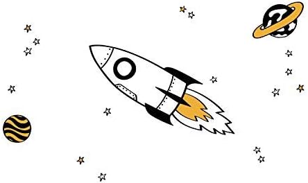 Rocket and Stars Wall Sticker Pack (Orange) | Space wall stickers | Perfect for a creating a space themed room | Easy to Apply, Cleanly Removable