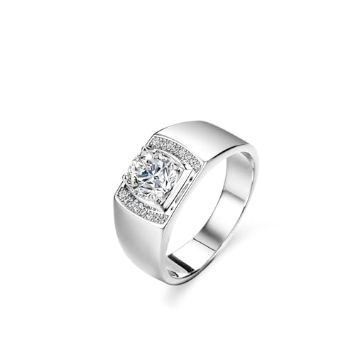 Musihy Wedding Bands For Men, Platinum 950 Wide Smooth Engagement Ring for Him with 1ct Moissanite 6.5mm, Size 6.5