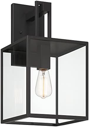 DESIGNERS FOUNTAIN Preston Outdoor Light Fixture, 18.75 Inch Exterior Wall Lantern Sconce for Front Door, Patio and Porch, Matte Black, D297M-9EW-MB