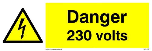 Danger 230 Volts Sign - 150x50mm - L15, 150 x 50 mm