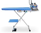 Mesa de tabla de planchar al vacío y calentada: la aspiradora y la superficie calentada aceleran el planchado y dan mejores resultados, y también evita que la tabla se moje. El compañero perfecto para la tabla de hierro y caldera Snail de 2 litros. Dimensiones: 113 x 43 cm. Longitud total incluyendo el descanso; 145 cm máx. Altura: 92 cm (ajustable). Aspiradora de 70 W, elemento de calefacción de 600 W. Se pliega para un fácil almacenamiento. Ruedas para un fácil posicionamiento. Temperatura de 0 a 90 °C.